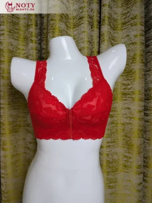 Front Zip Padded Lace Sports Bra